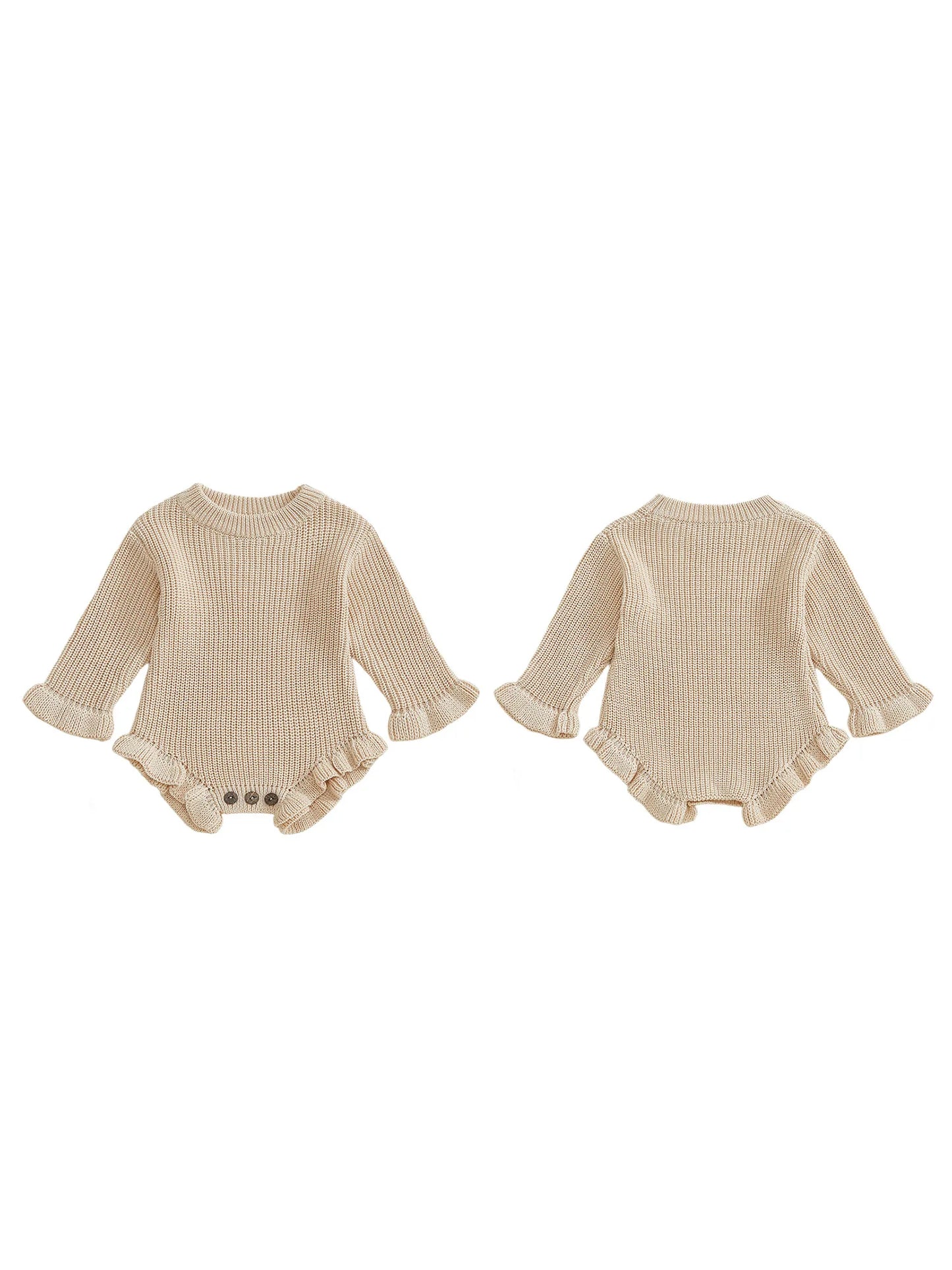 Guangdong Baby Knitted Bodysuit Round Neck Ruffled Sleeves