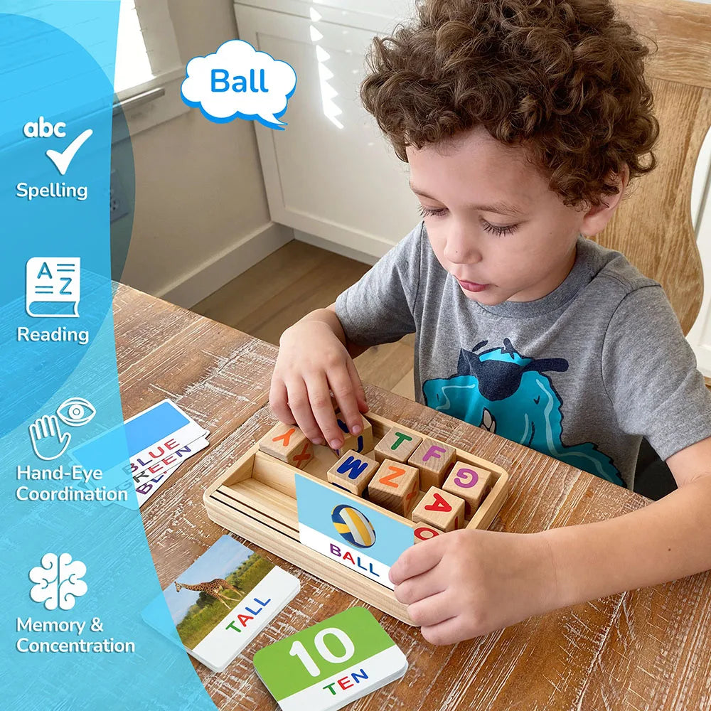 Montessori Spelling Games With Wooden Letter Cards For Early Learning