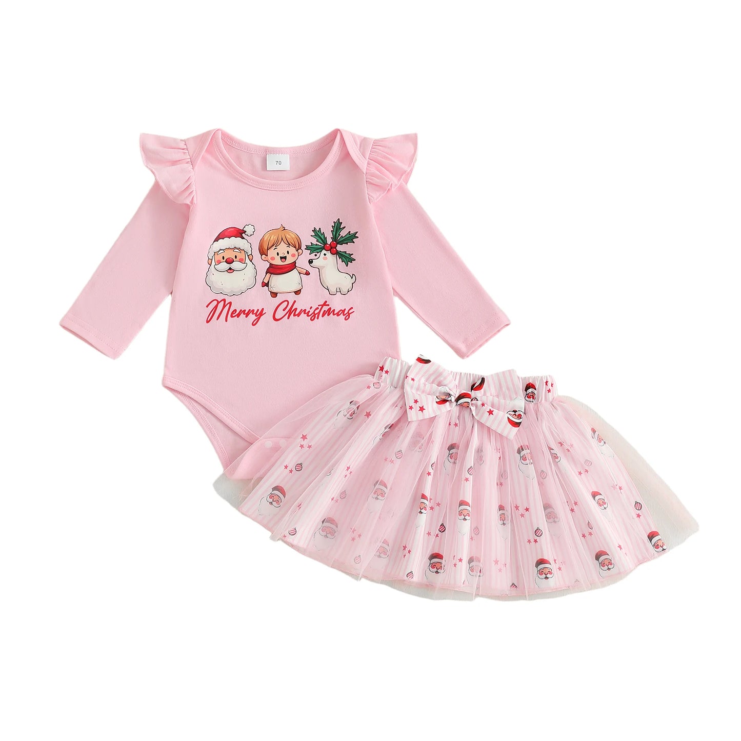 Guangdong Baby Winter Romper Set Print Bow Tulle Skirt