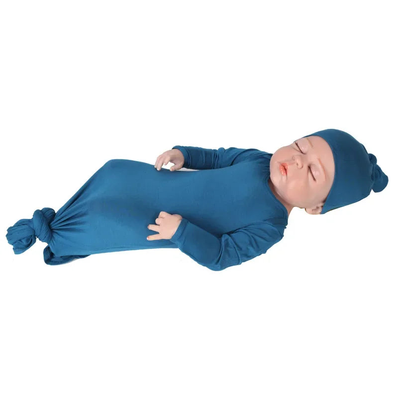 Gloriou Newborn Cotton Footed Jumpsuit And Headdress