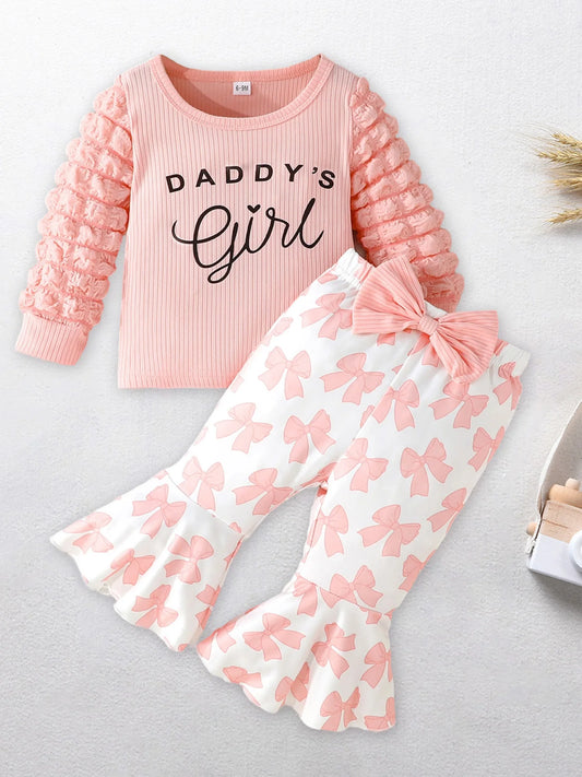 Baby Girl Autumn Floral 2 Piece Set With Ruffle Sleeves