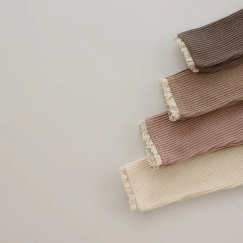 Newborn Baby Leggings Ribbed Cotton Pants For Girls