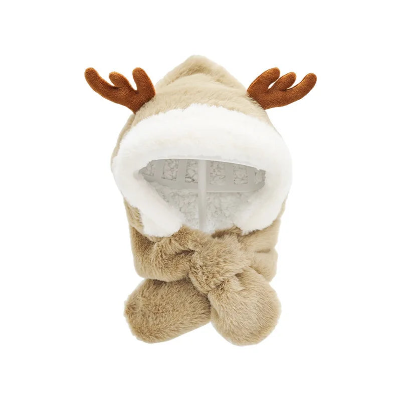 Arthmix Winter Infant Beanie Deer Antler With Faux Fur Earflap