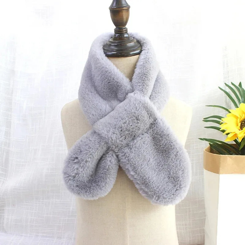 CN Tibet Guangdong Kids Winter Faux Rabbit Fur Scarf