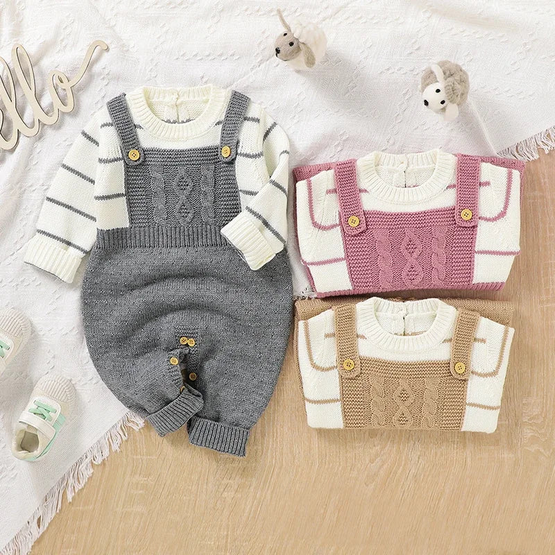 Mimixiong Winter Baby Rompers Unisex Knitted Jumpsuits