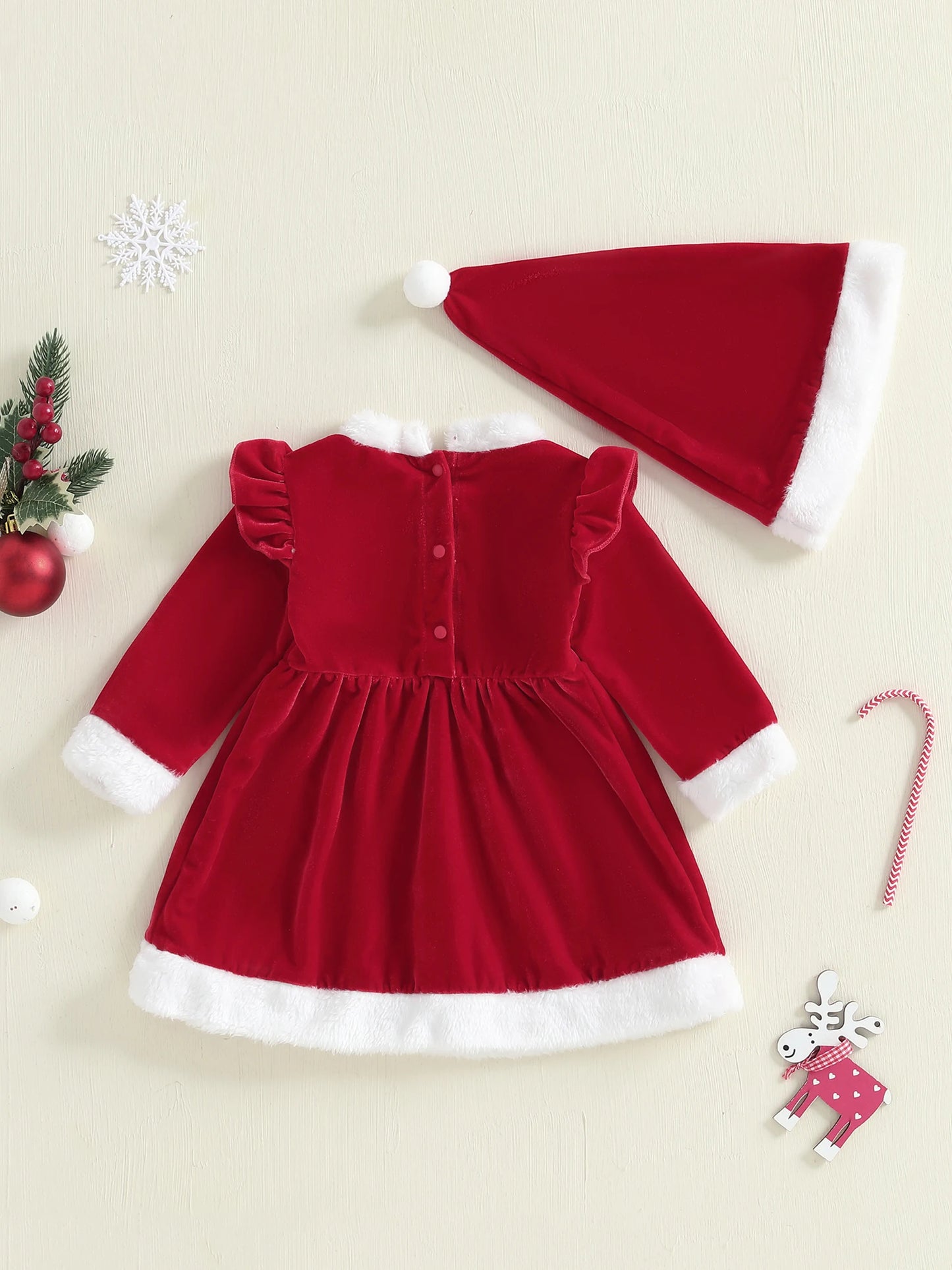 Toddler Christmas Romper Set With Matching Headband And Socks