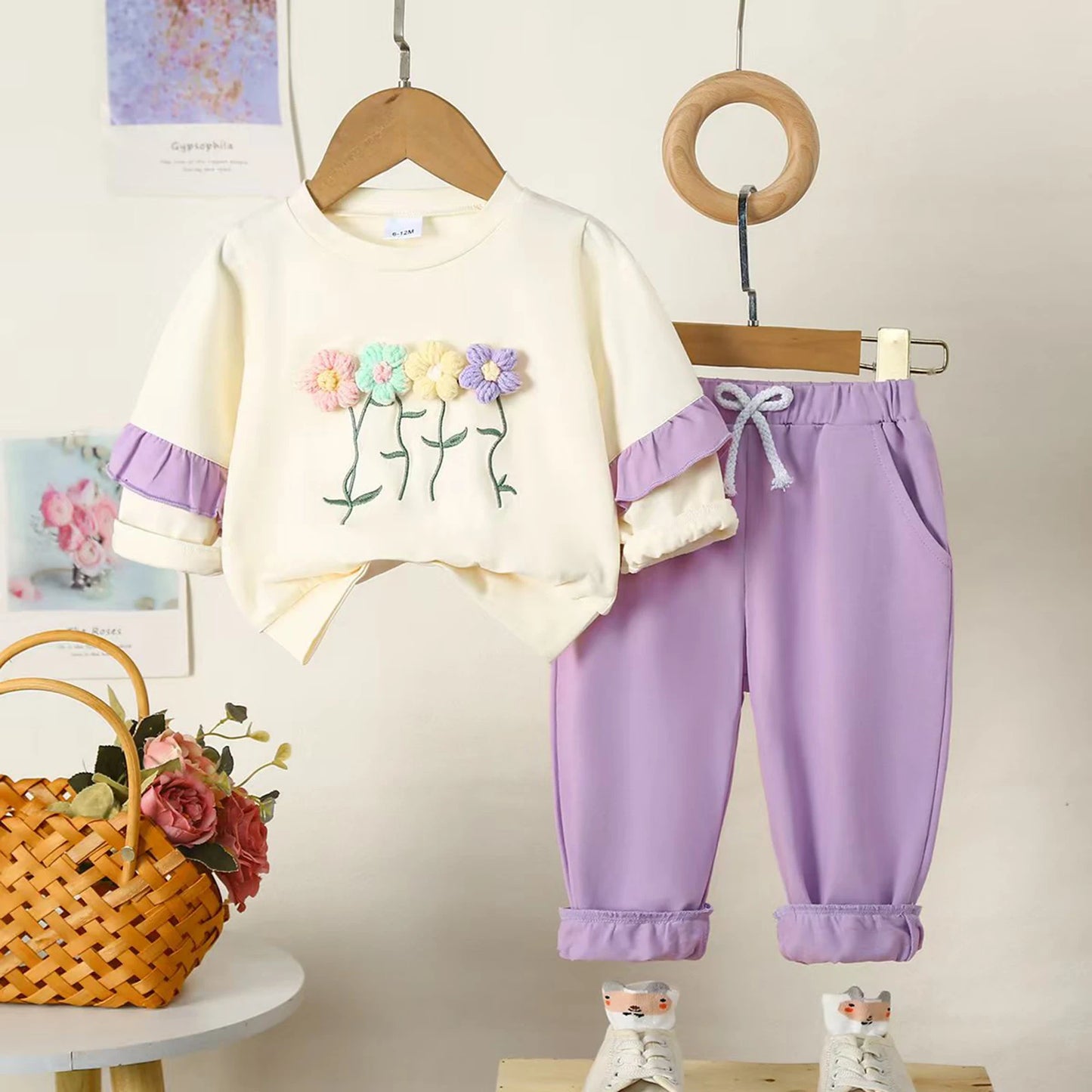 Toddler Girls Winter Knit Sweater And Fleece Leggings Set