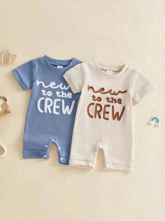 Infant Boy Lightweight Cotton Romper With Embroidered Letters