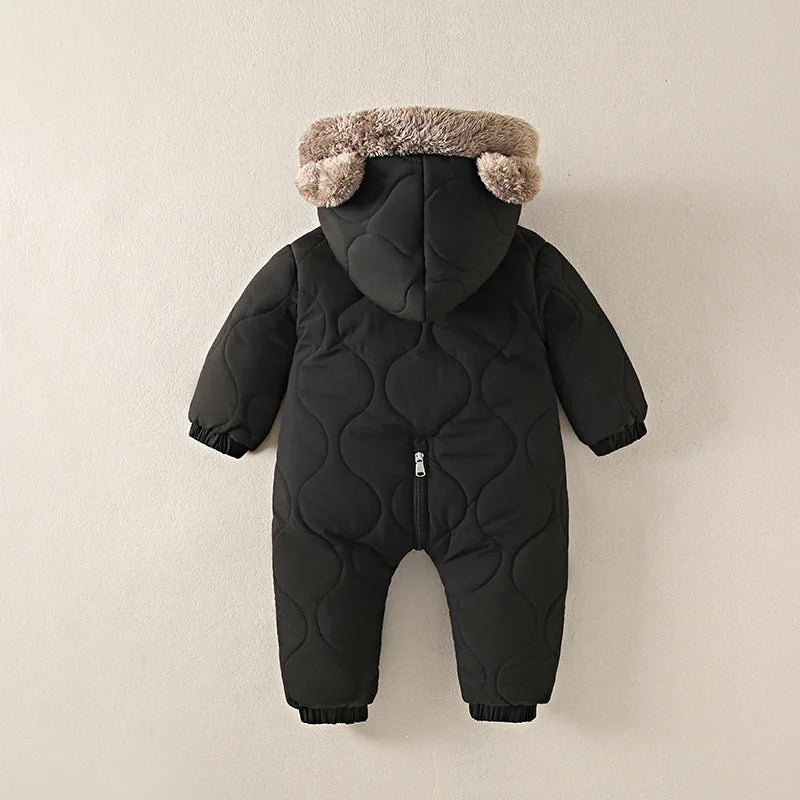 OLEKID Hooded Fleece Velvet Baby Boy Romper Jumpsuit Winter