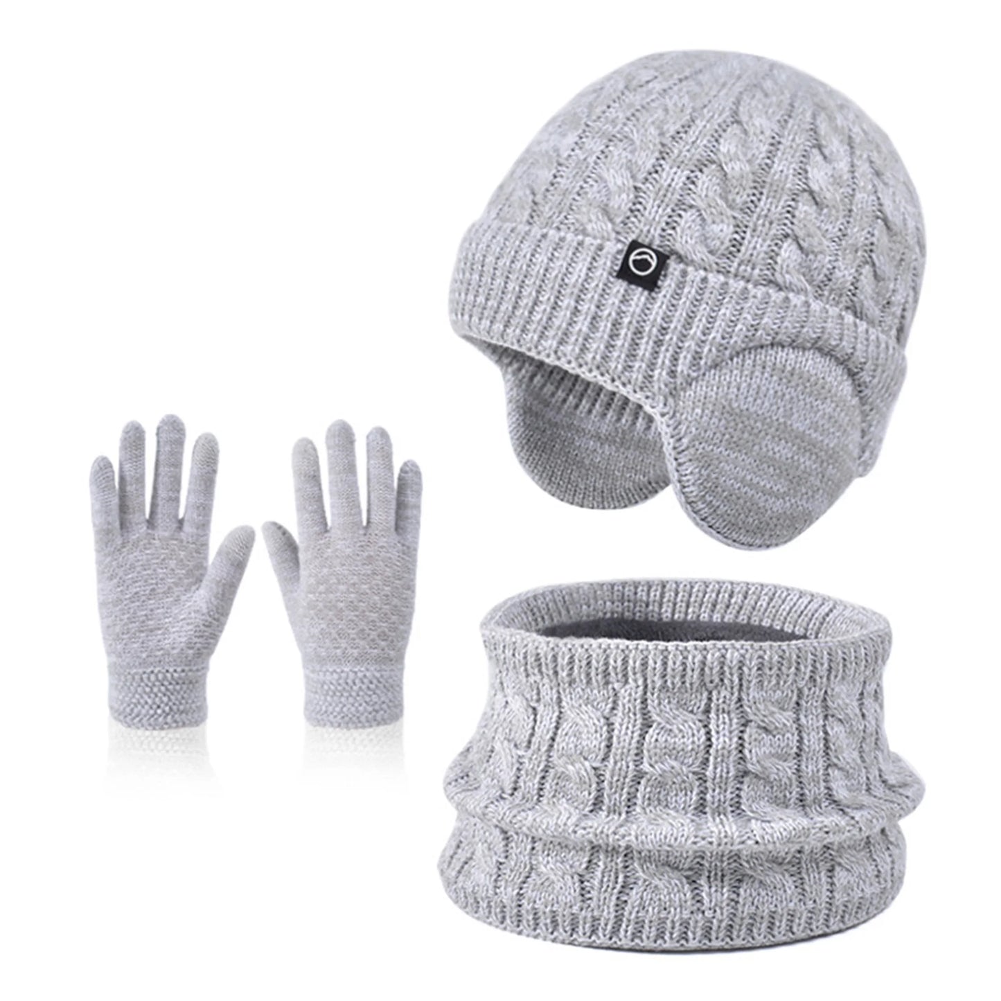 WinterKnit Hat Scarf and Gloves Set for Children ThermalInsulationAllWeatherProtection