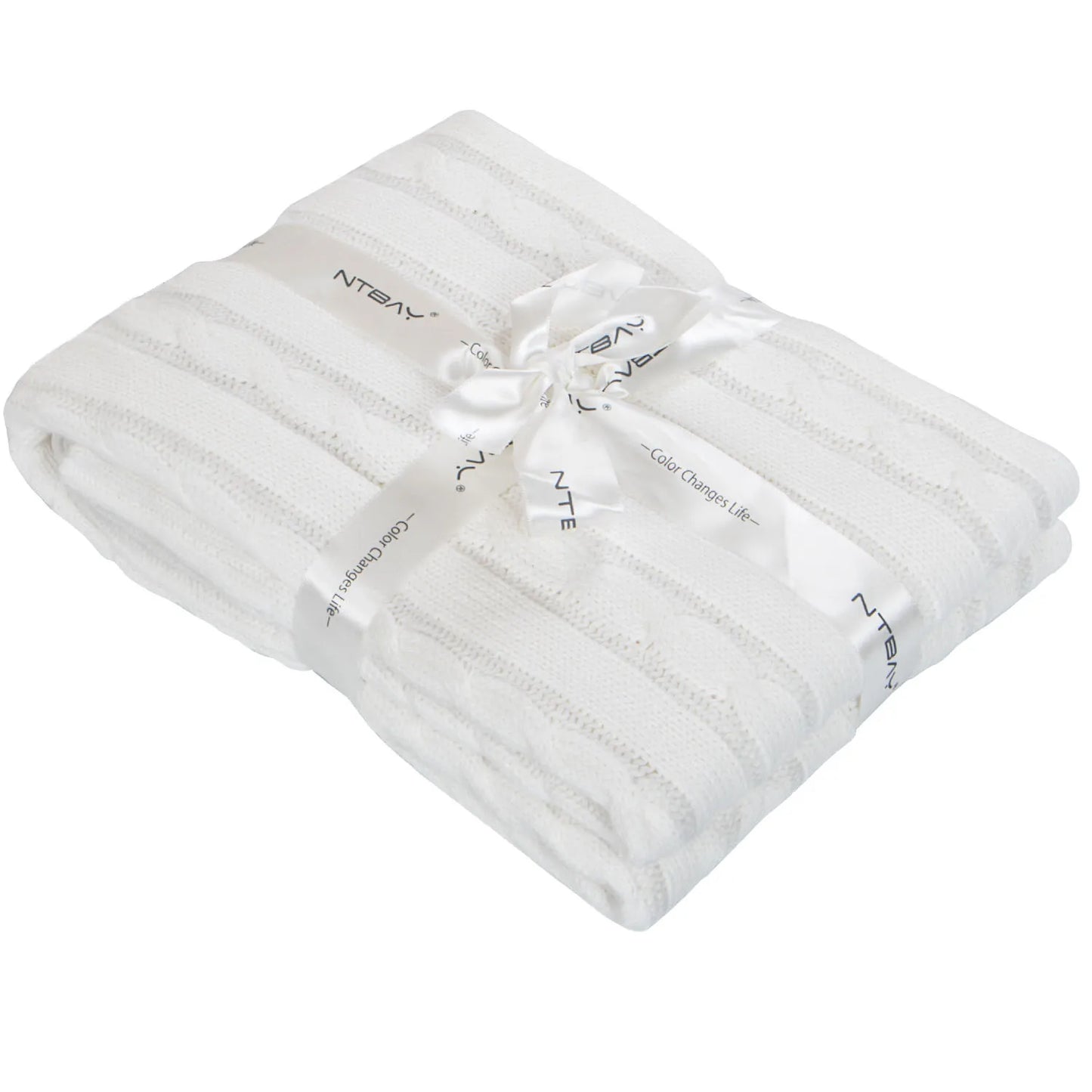 Ntbay 100 Percent Cotton Cable Knit Toddler Blanket Soft