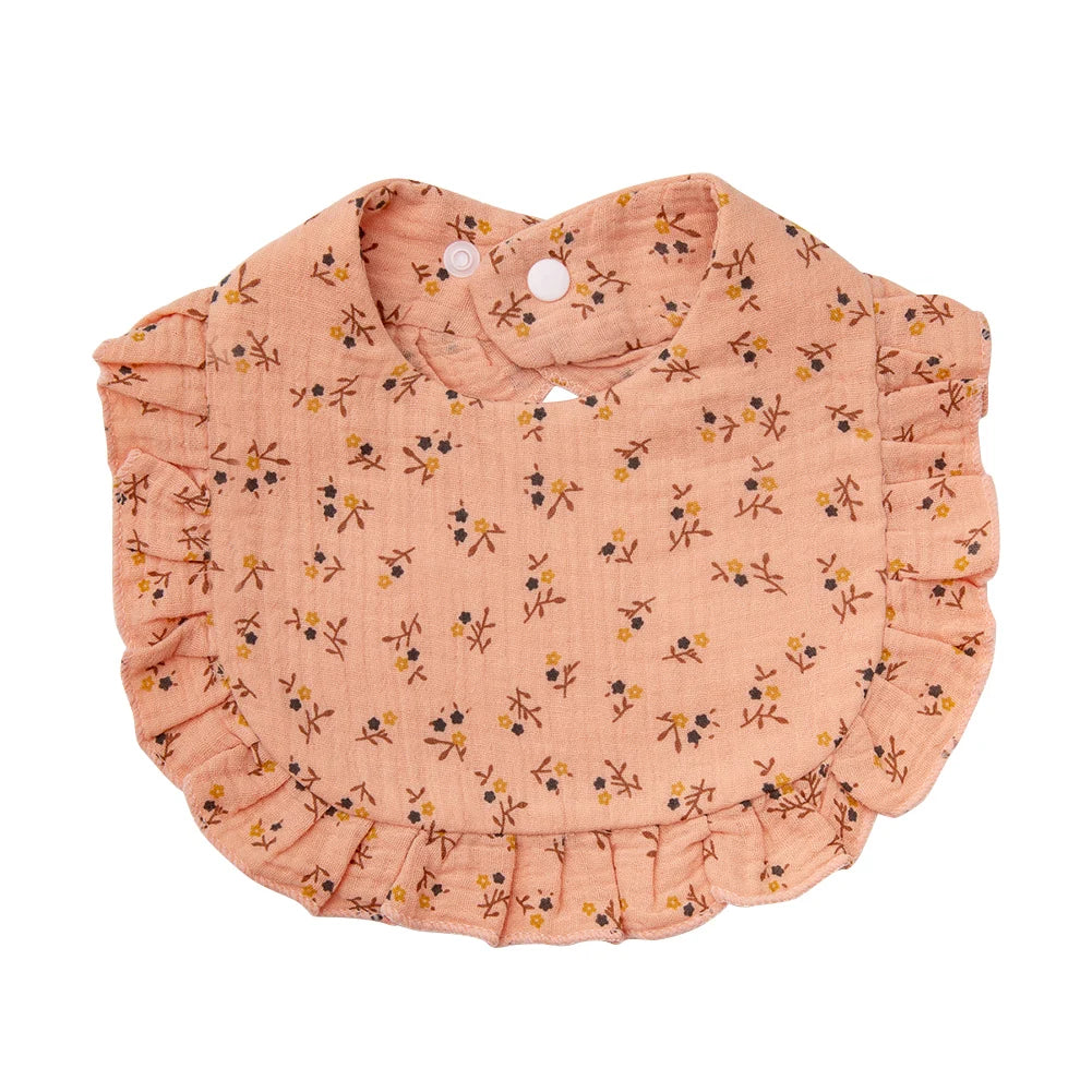 Flower Print Baby Bibs Adjustable Snap Burp Cloths Muslin Cotton