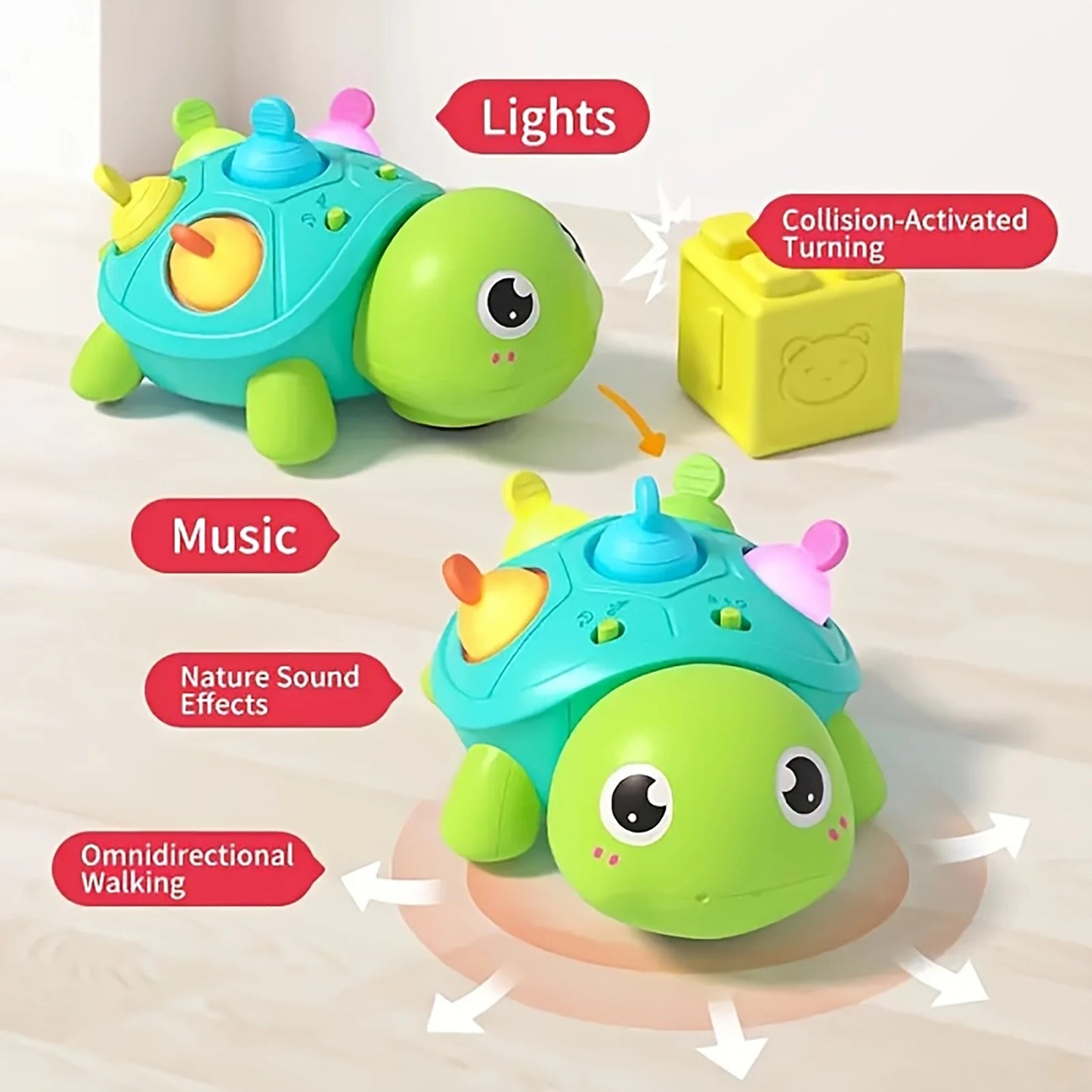 Puzzle Music Obstacle Turtle Toy For Baby Learning To Walk