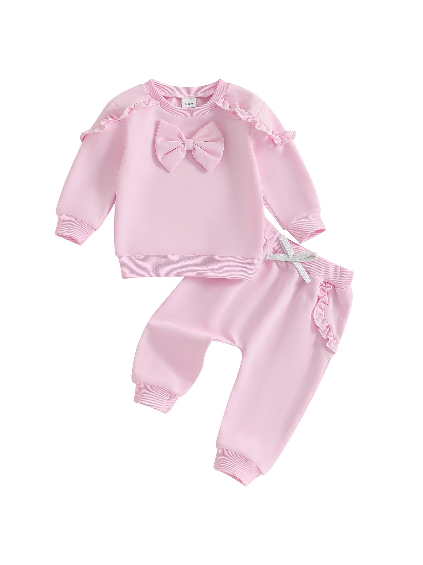 Meihuida Girls 2-Piece Outfit Long Sleeve Ruffle Top And Drawstring Pants