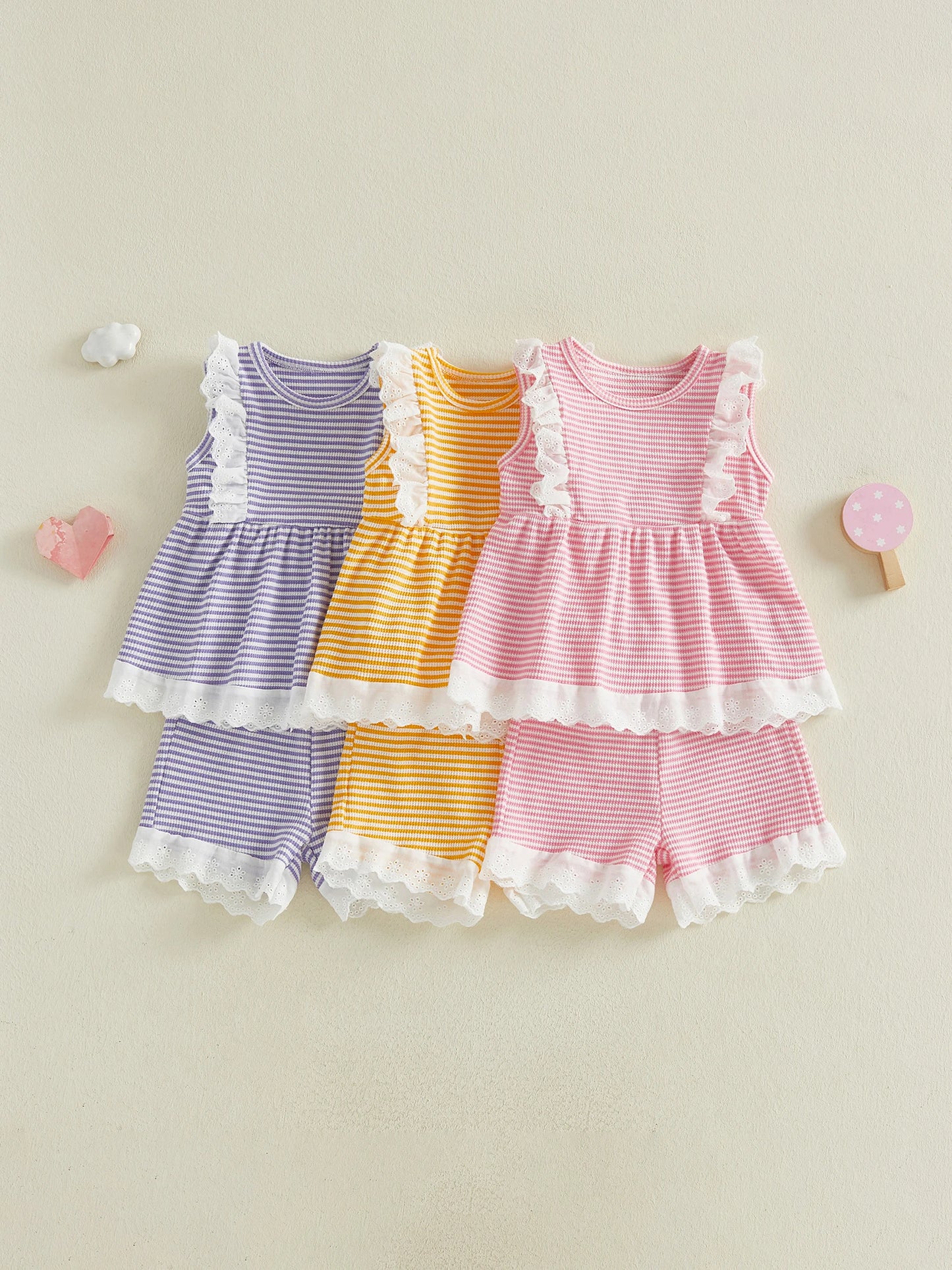 Infant Girls Floral Sleeveless Top and Shorts 2 Piece Set