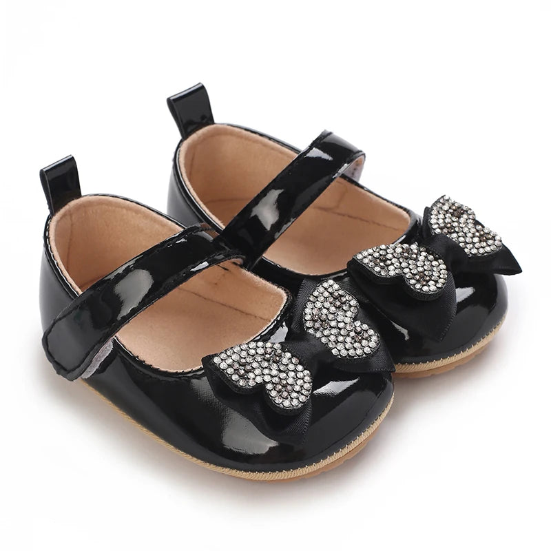 Baby Girls First Walkers Butterfly Knot Shoes Soft Rubber Bottom