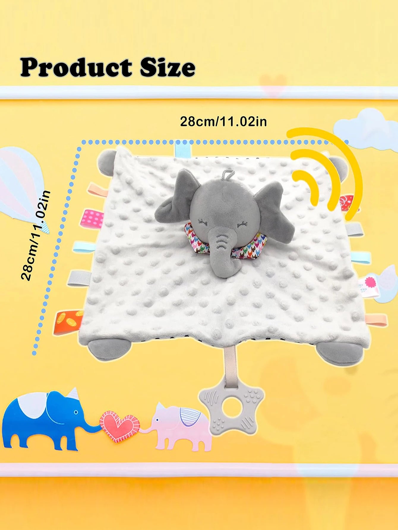 Elephant Baby Comforter Blanket Soft Soothe Rattle Toy