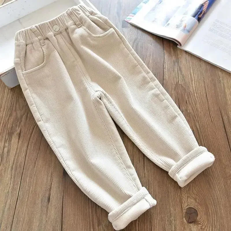Sonkpuel Kids Warm Corduroy Pants For Autumn Winter
