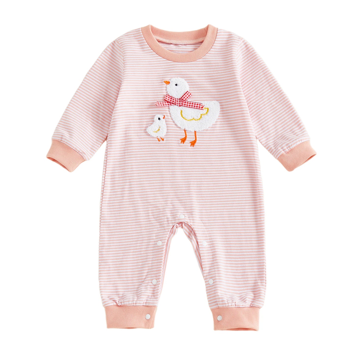 Infant Bear Applique Bodysuit Romper With Button Closure