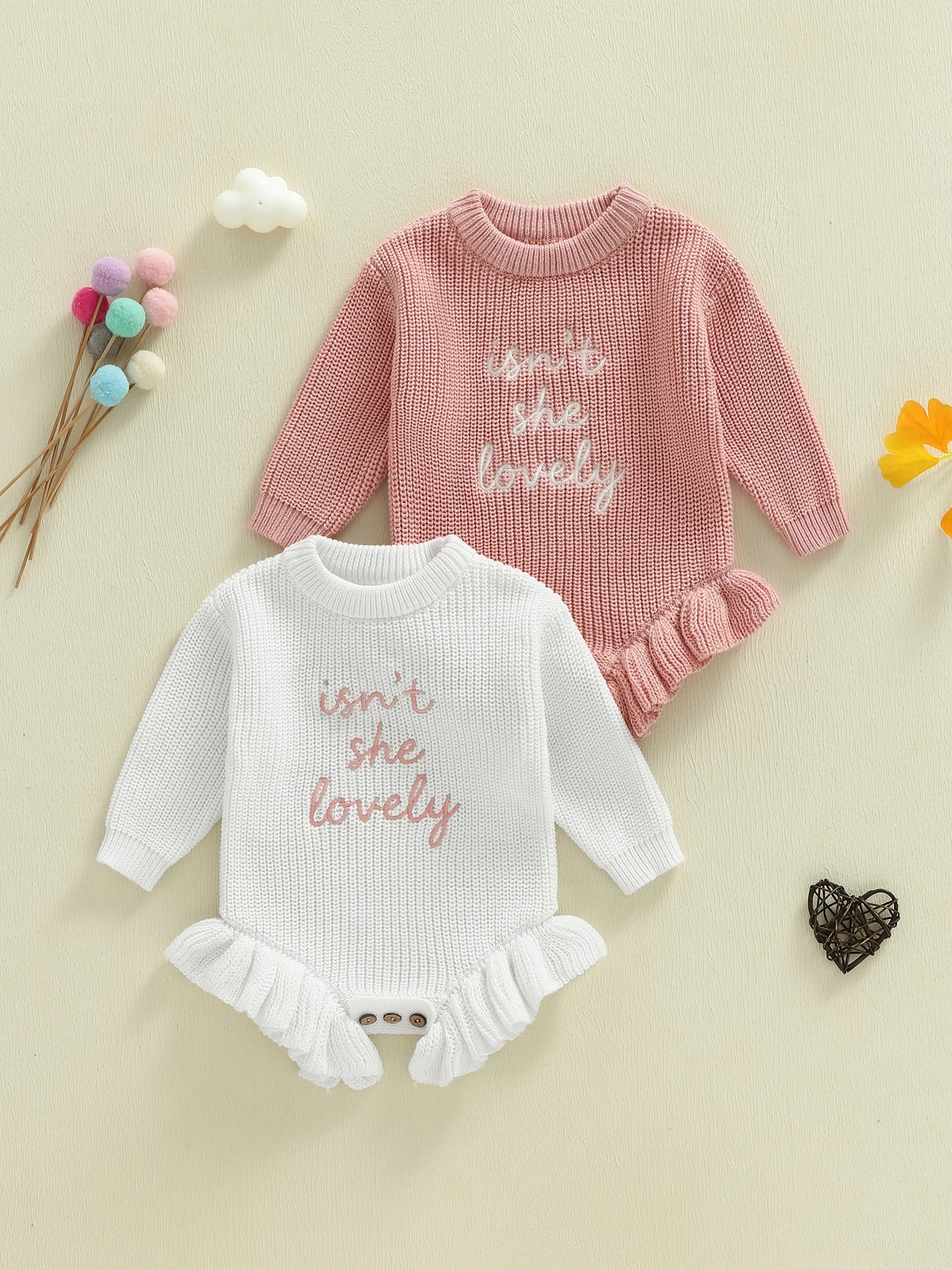 Guangdong Baby Girls Cozy Knitted Romper Embroidered