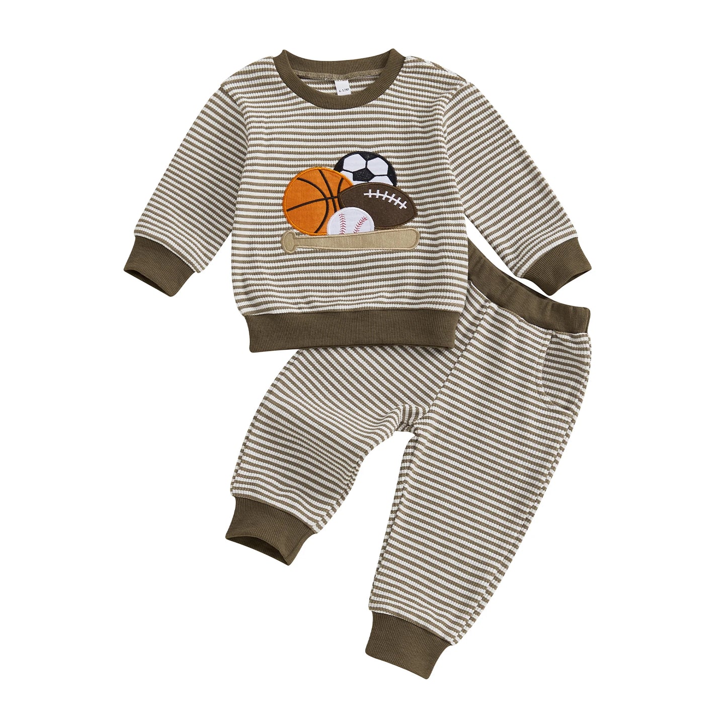 Guangdong Toddler Autumn Outfit Striped Sweatshirt Set