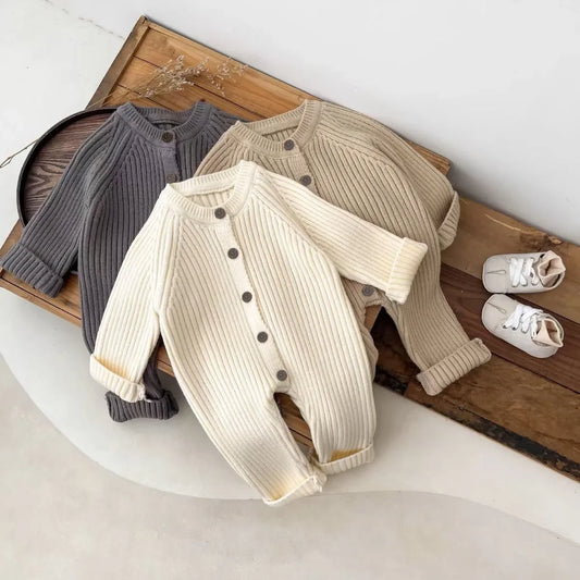 CN Zhejiang Baby Knit Romper Long Sleeve Button Front
