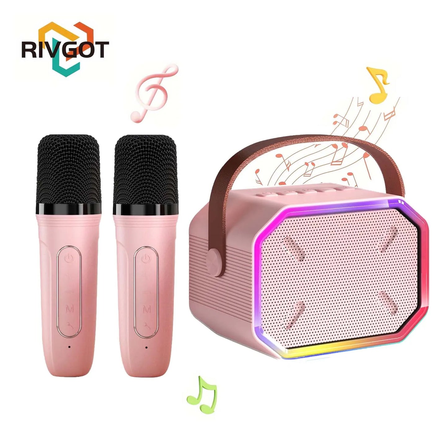 RIVGOTC Mini Karaoke Machine for Kids Bluetooth Microphone