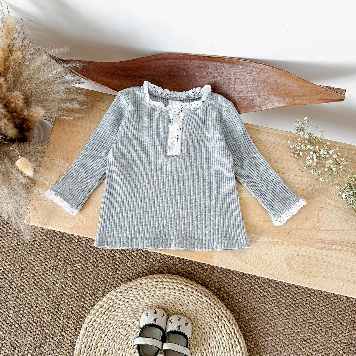 Floral Baby Unisex Cotton Jersey Long Sleeve Polo Shirt