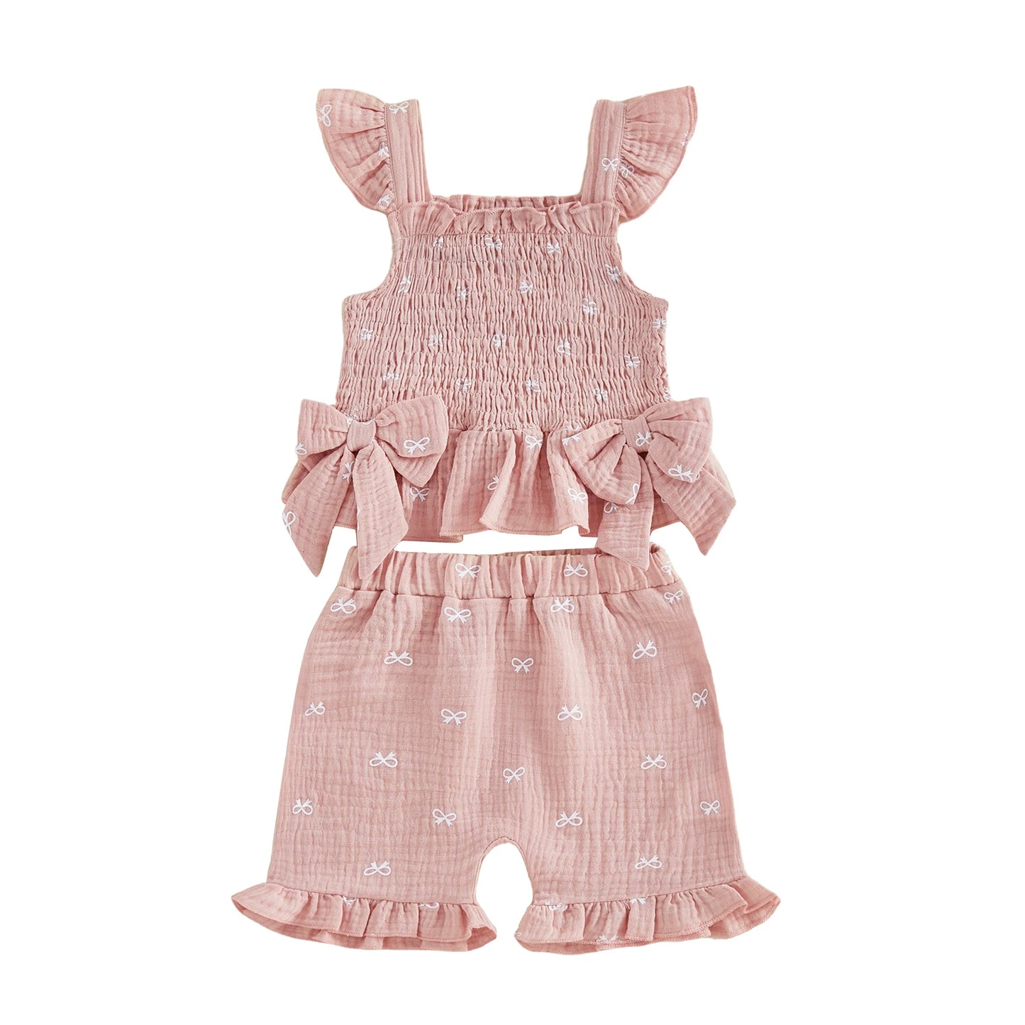 Girls Floral Print Ruffle Sleeve Blouse And Shorts Set