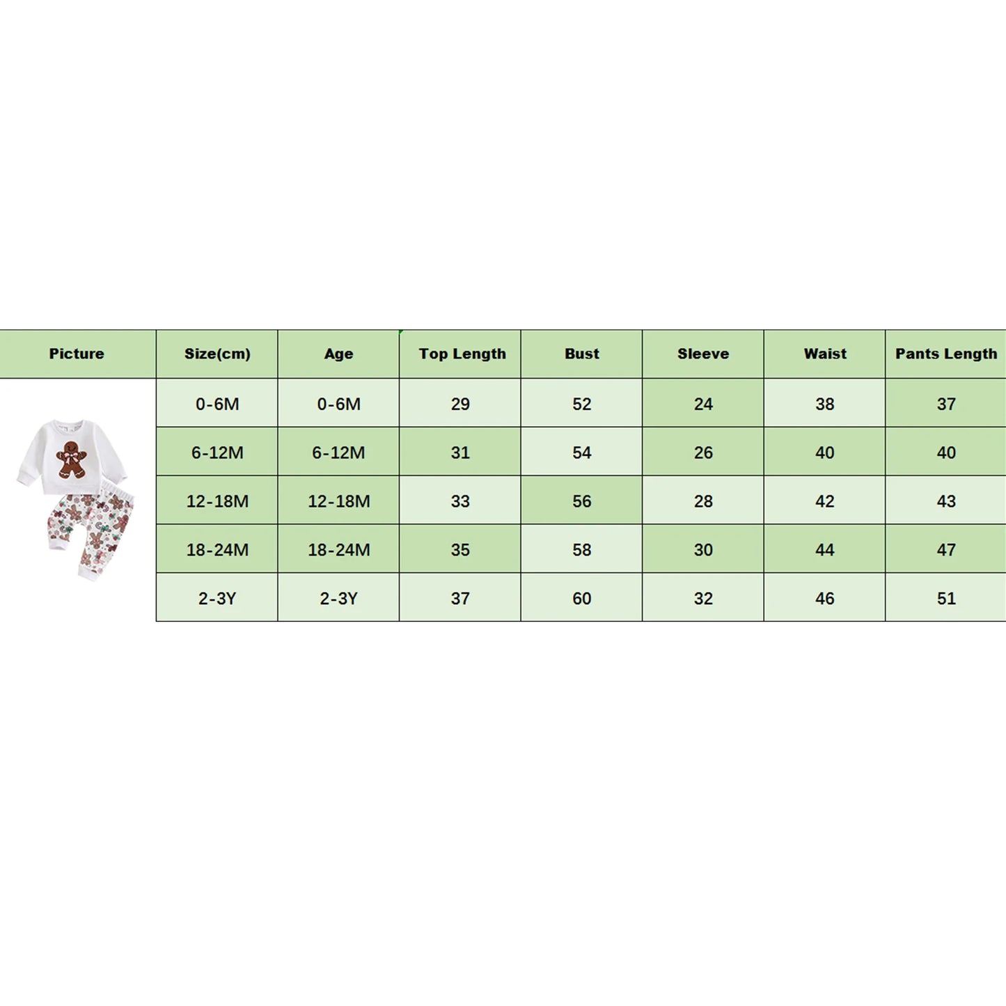 Pudcoco Toddler Christmas Outfit Set Gingerbread Print