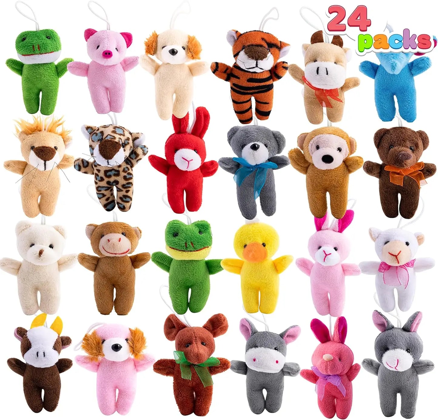 Joyfy 24 Pcs Mini Animal Plush Toys Bulk Party Favors