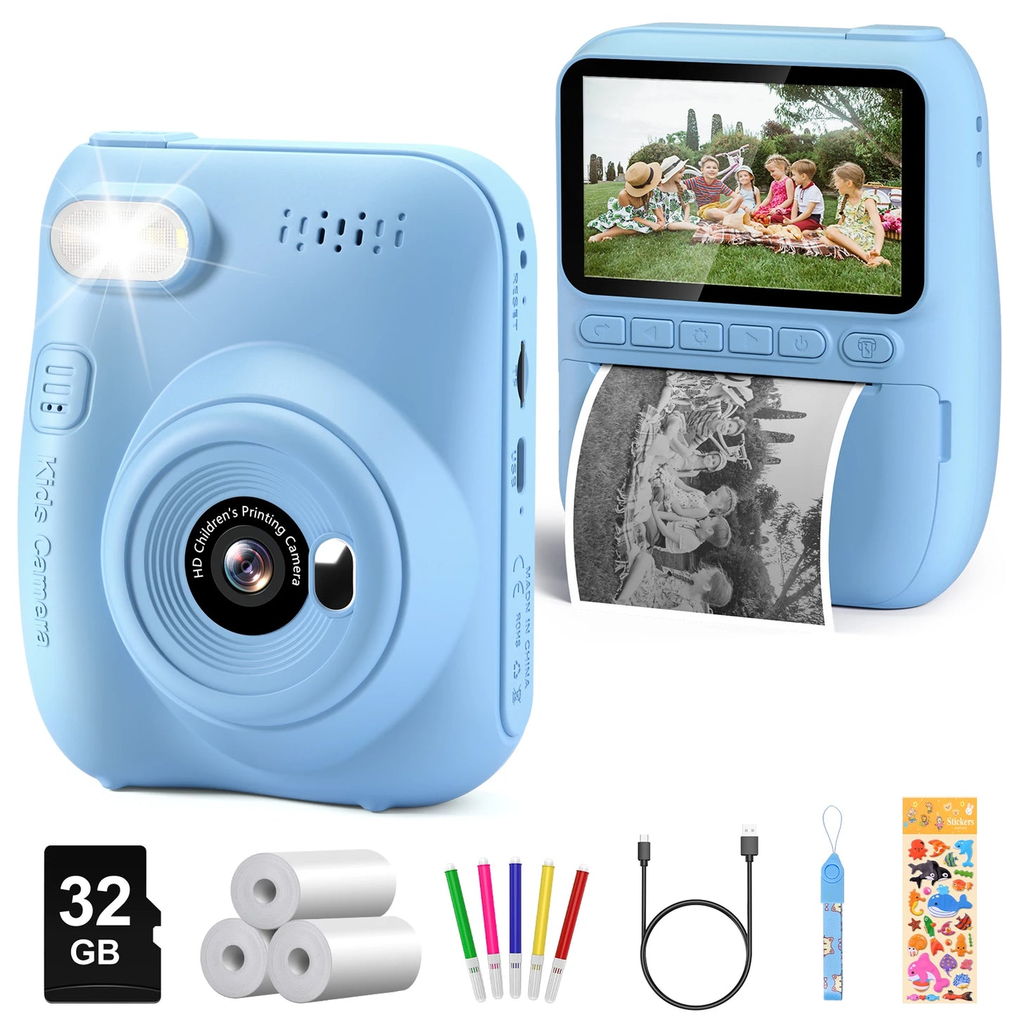 DIAMOOKYCN Instant Print Camera For Kids 32MP 1080P Digital