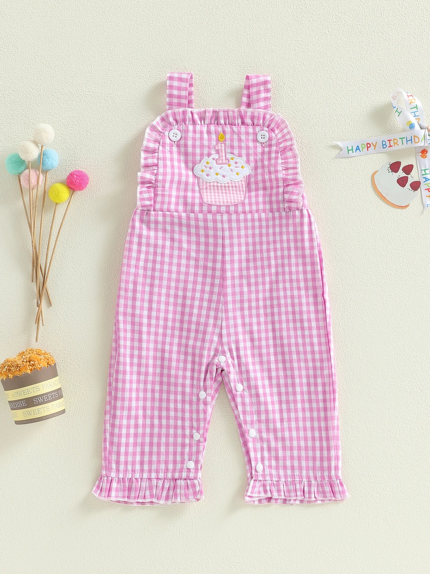 NONECN Denim Overall Dress For Toddler Girls With Floral Embroidery