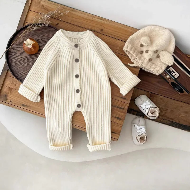 CN Zhejiang Baby Knit Romper Long Sleeve Button Front