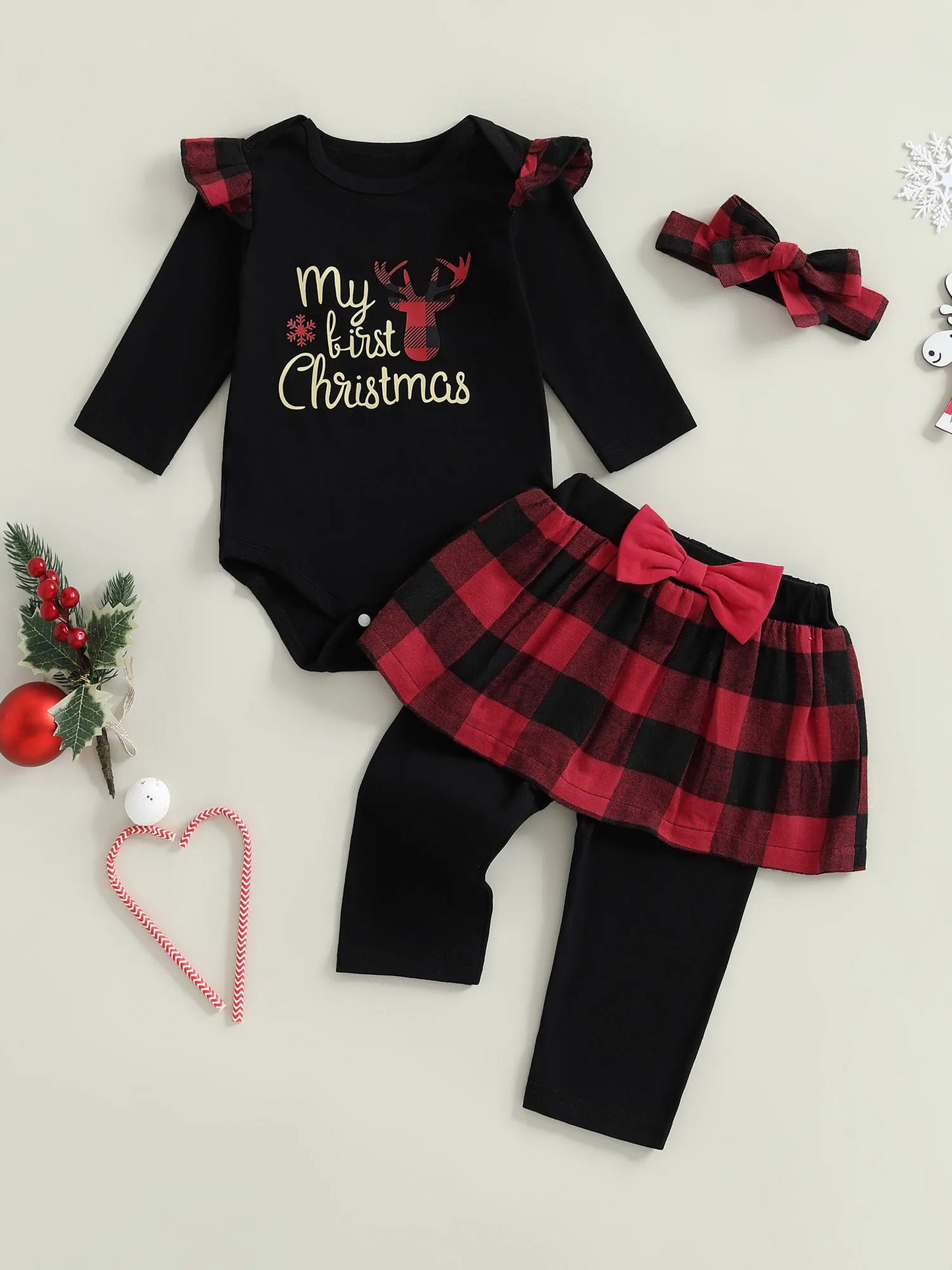 Toddler Girls Snowflake Winter Jumpsuit Velvet Leggings Set