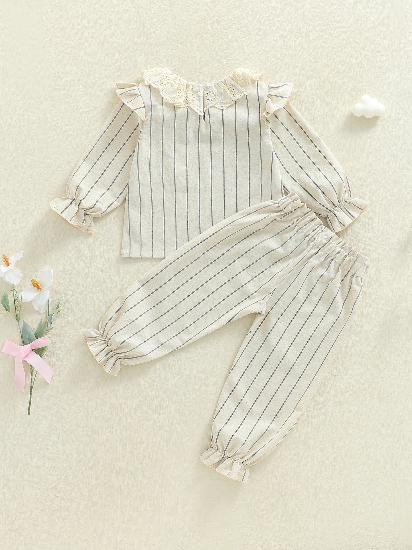 Baby Girls 2 Piece Outfit Set Long Sleeve Bow Top Pants