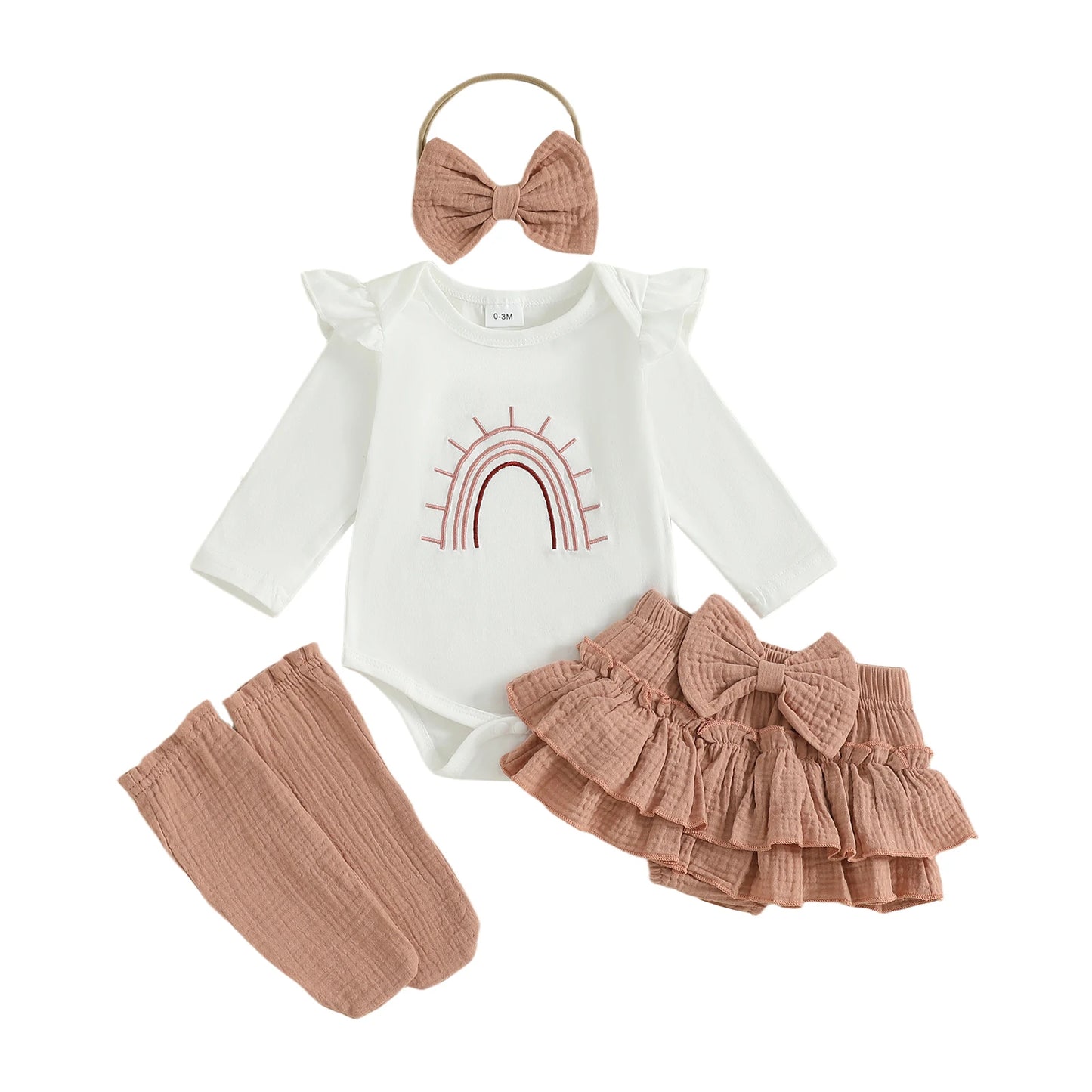 Guangdong Toddler Girls Autumn 4 Piece Romper Headband Set
