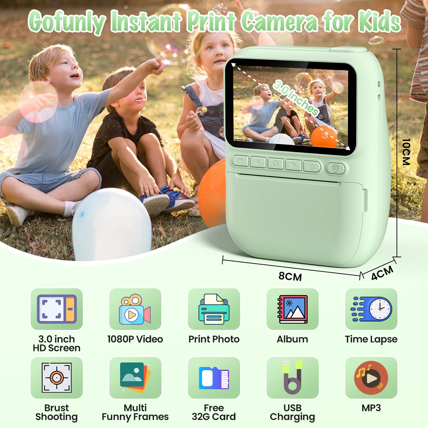 Gofunly Kids Instant Print Camera 1080P Digital Camera
