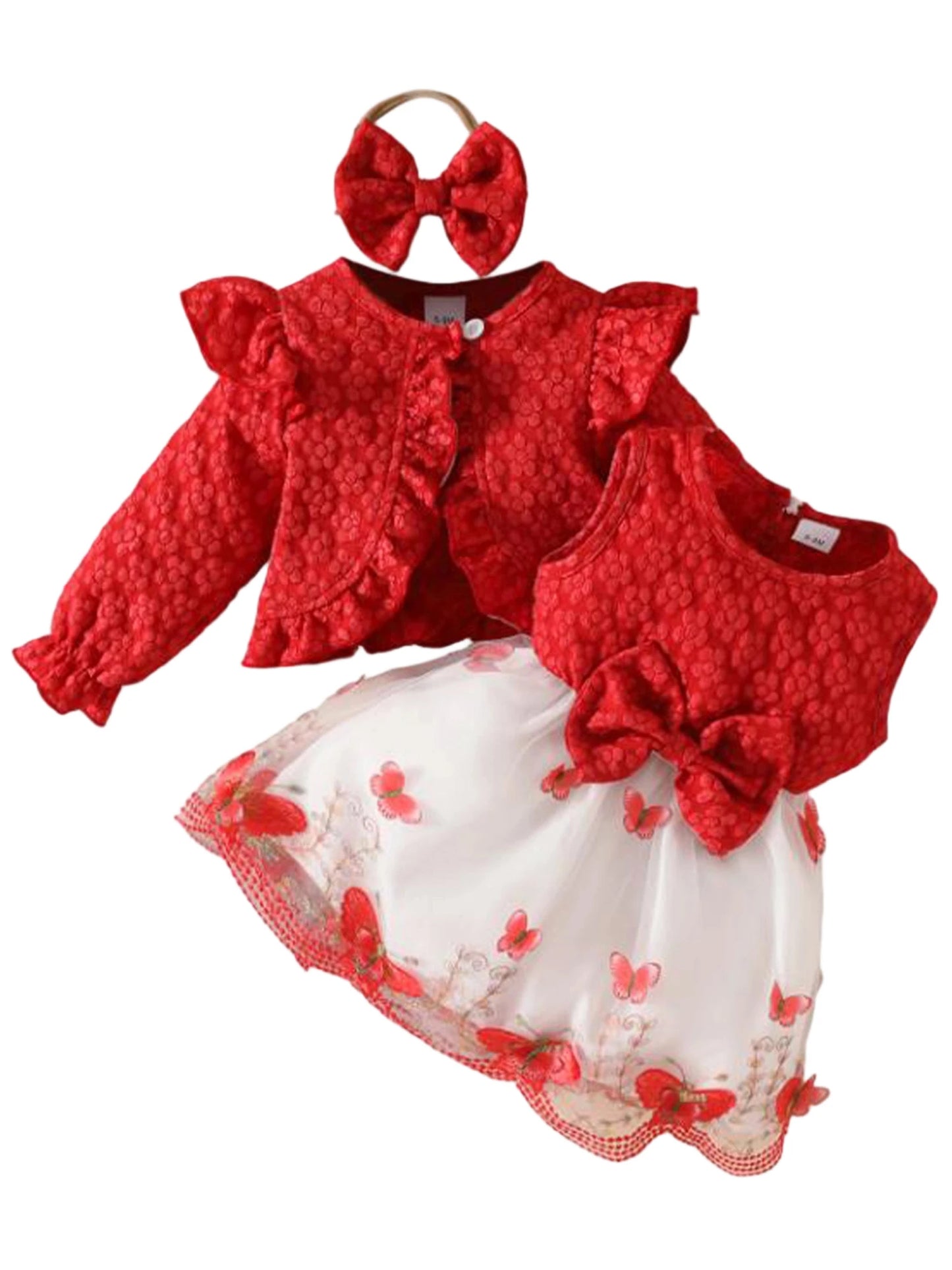 Guangdong Baby Girl Autumn Floral Romper Set with Bow