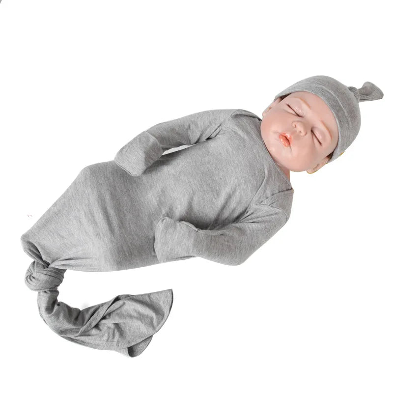 Gloriou Newborn Cotton Footed Jumpsuit And Headdress