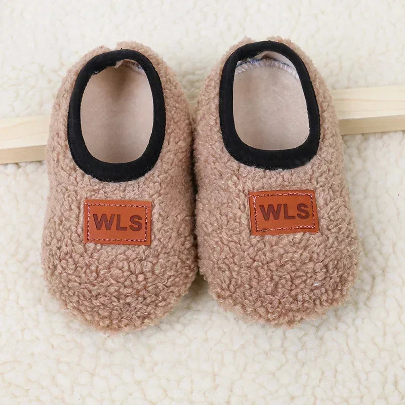 CN Baby Plush Slippers Toddler Anti Slip Indoor Shoes Winter
