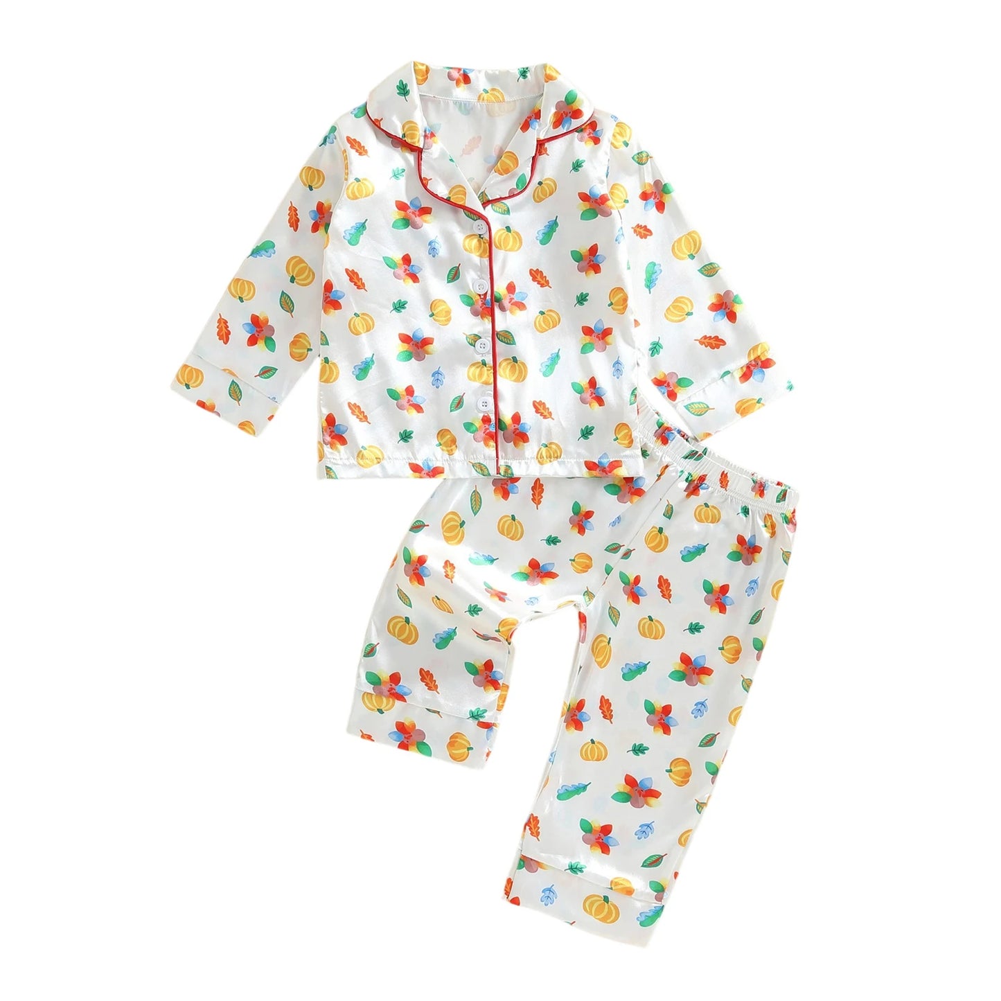 Velvet Toddler Pajama Set Lapel Collar Reindeer Print