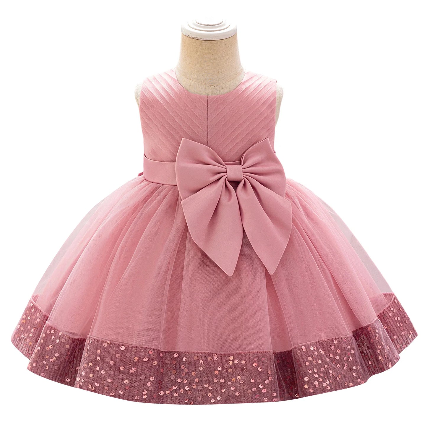 Guangdong CN Girls Sleeveless Round Neck Sequins Tulle Dress