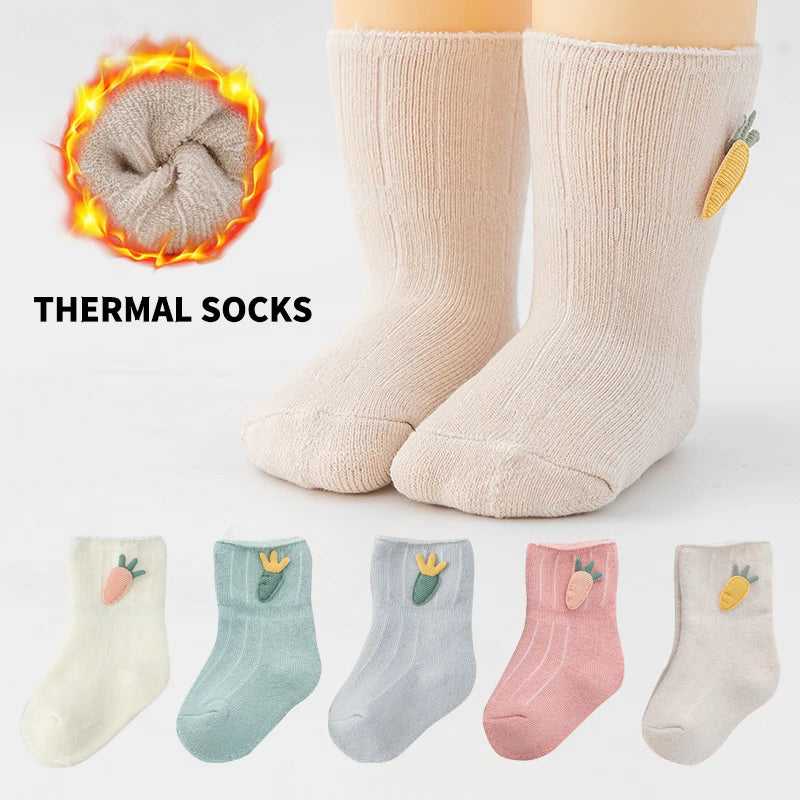 Cozy Cotton Carrot Pattern Baby Toddler Socks Three Pairs