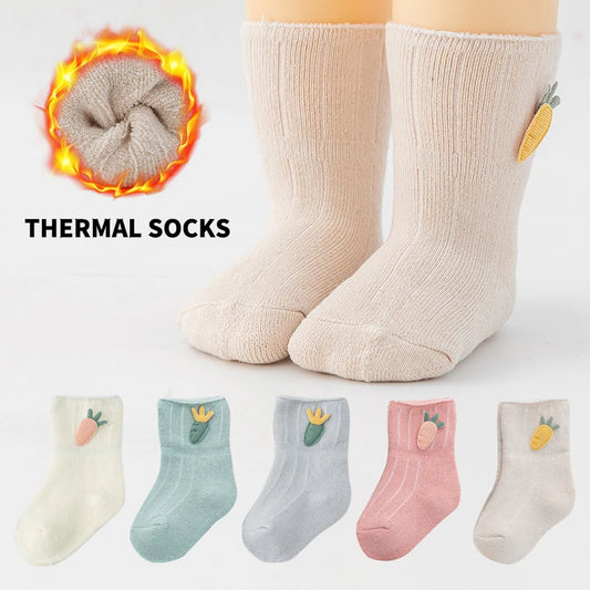 Cozy Cotton Carrot Pattern Baby Toddler Socks Three Pairs