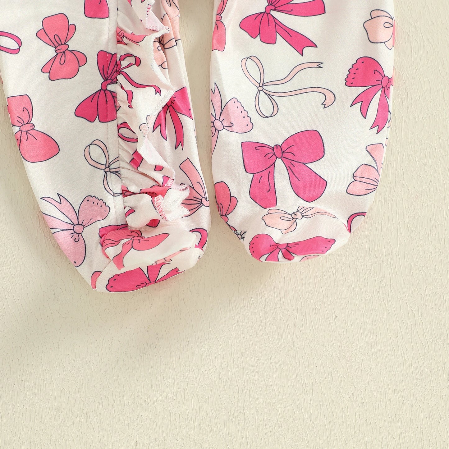 PudcocoCN Autumn Newborn Baby Girls Footed Romper Bow Print