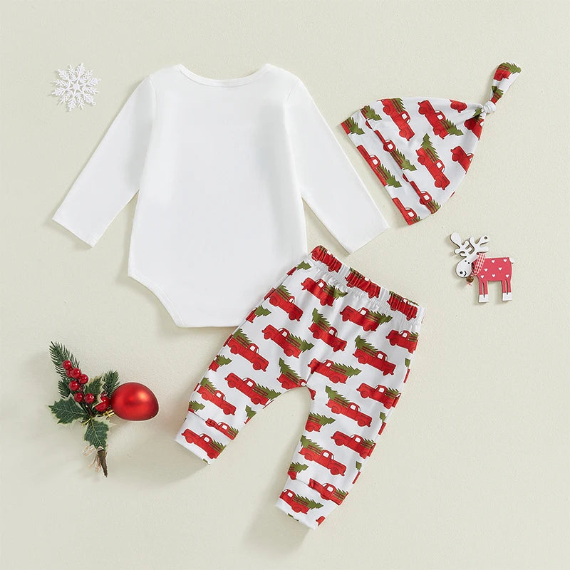 PudcocoCN Baby Christmas Romper Set With Hat And Pants