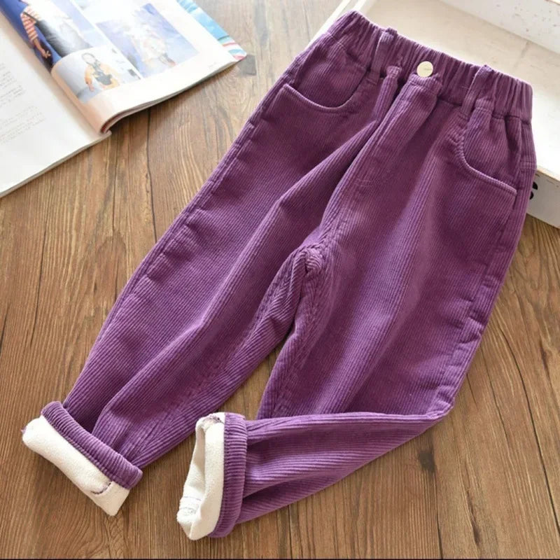 Sonkpuel Kids Warm Corduroy Pants For Autumn Winter