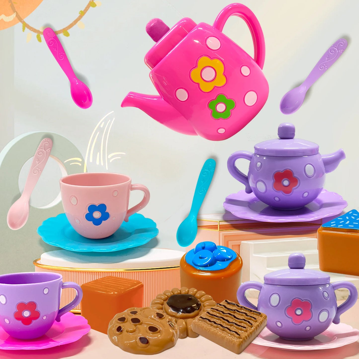 Gzsbaby Tea Set For Little Girls Tea Party Kit Kettle