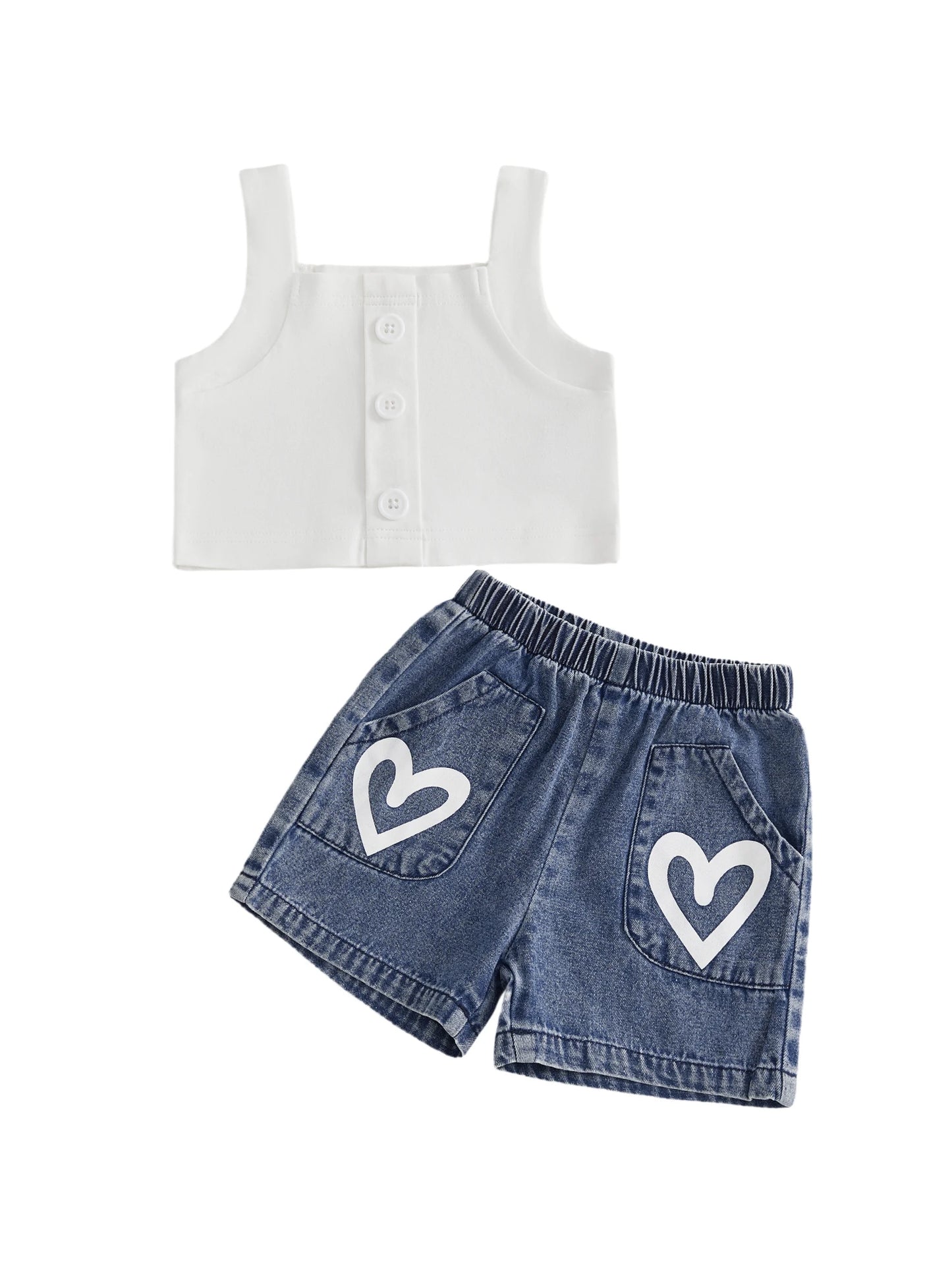 Girls Floral Sleeveless Crop Top And High Waist Shorts Set